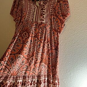 Knox Rose Orange and Brown Patterned Dress